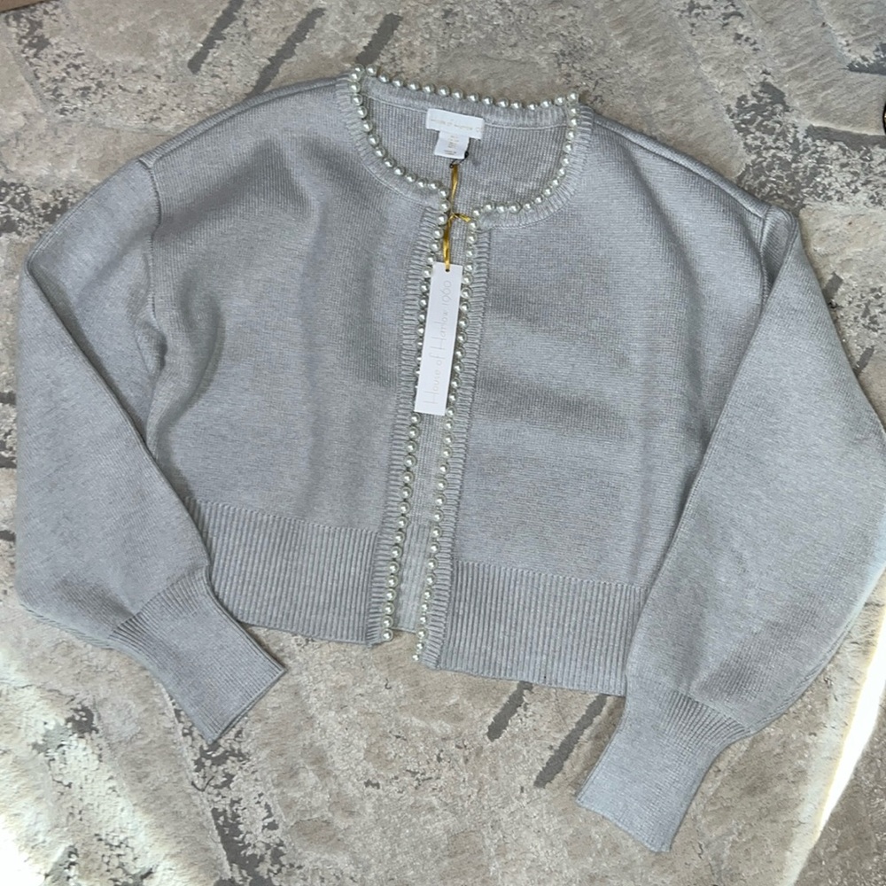 House of Harlow gray pearl cardigan